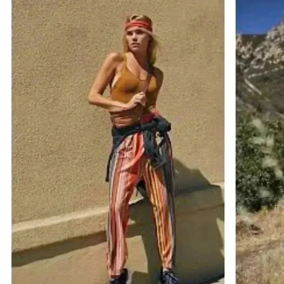 Free People Movement Side Step Harem Pants IN Tiger Lily Combo  Size: Medium - Picture 2 of 2